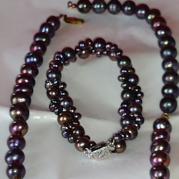 Peacock Tahitian Gorgeous Irregular Pearl Choker & - Picture 10 of 10